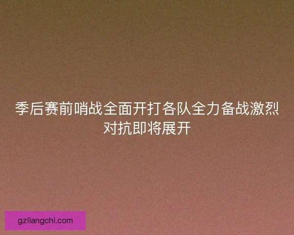 季后赛前哨战全面开打各队全力备战激烈对抗即将展开 季后赛前哨战全面开打各队全力备战激烈对抗即将展开
